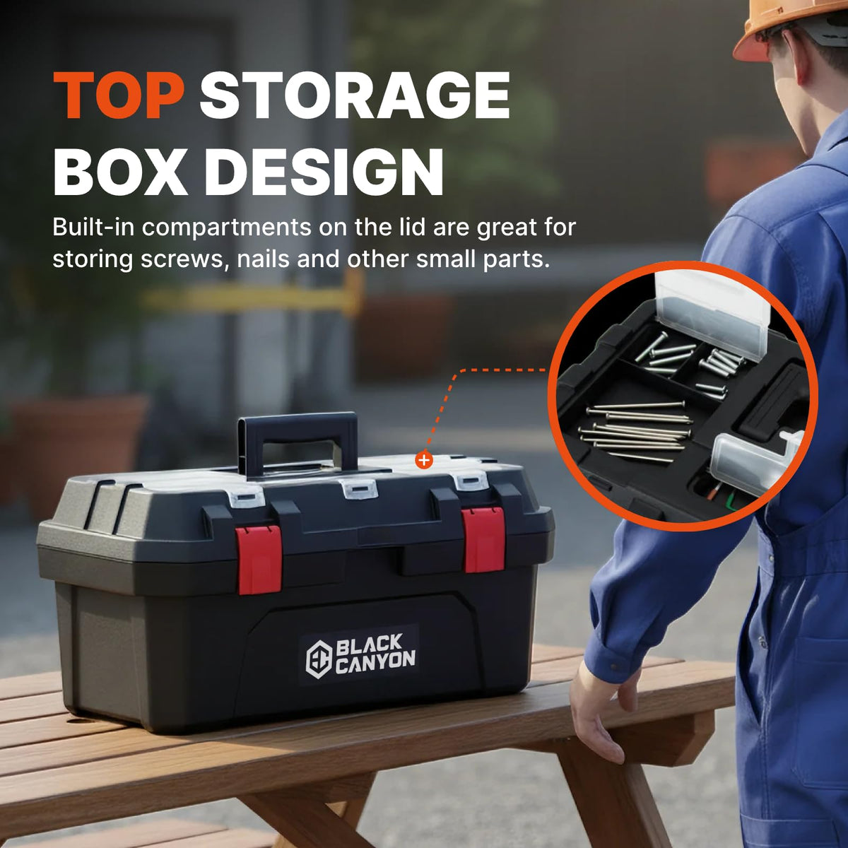 19 Inch Plastic Portable Tool Box with Handle D19868