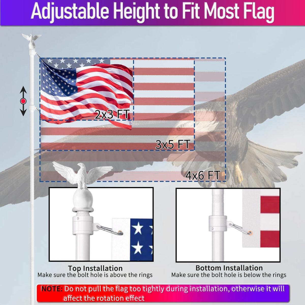 6FT Stainless Steel Flagpole Kit Z161