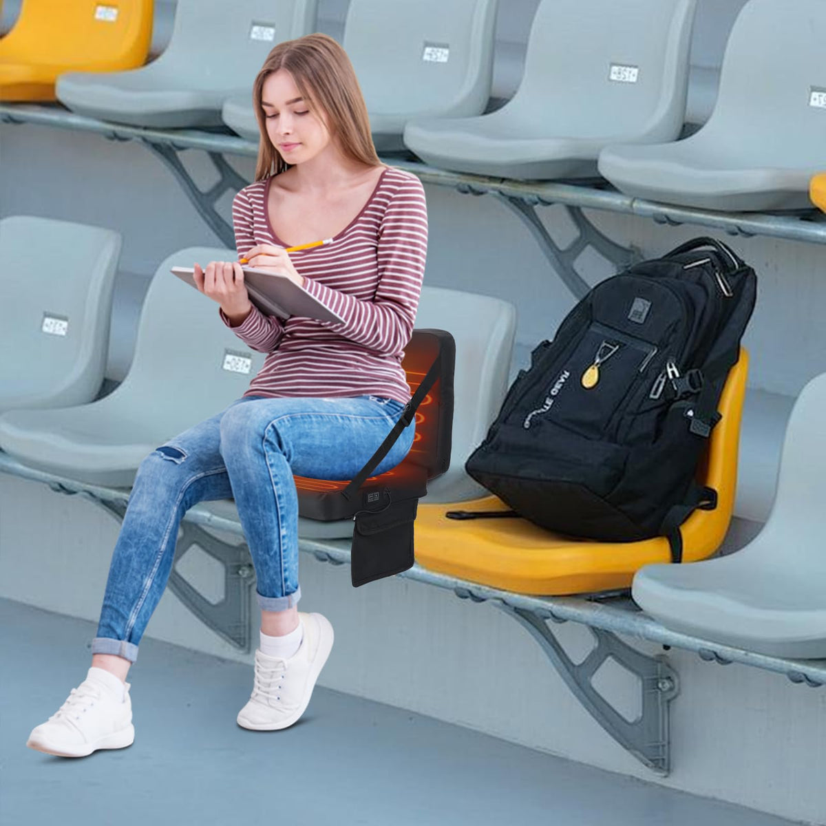 Heated Stadium Seat Cushion with Back 2 Pack R86401