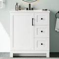 30" White Bathroom Vanity with Sink J1904