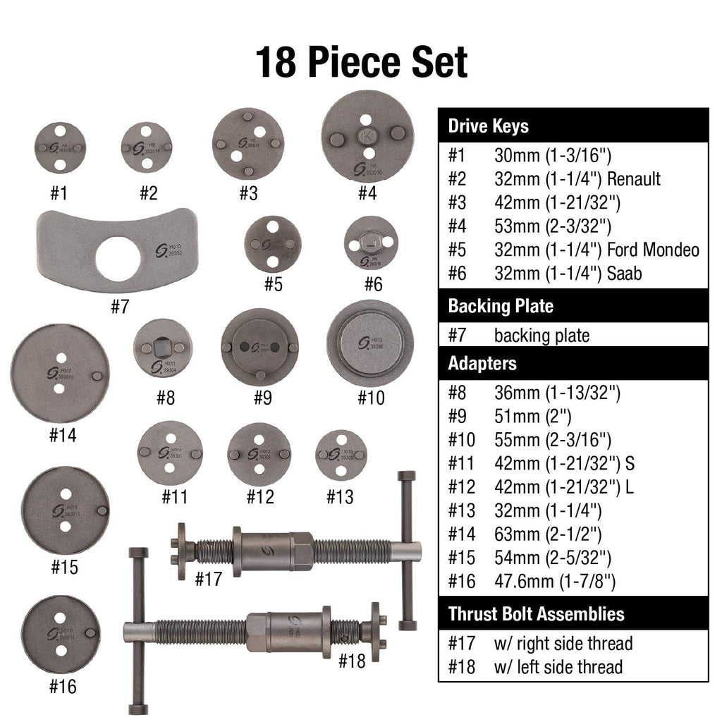 18-Piece Disc Brake Caliper Tool Set and Wind Back Kit T917965