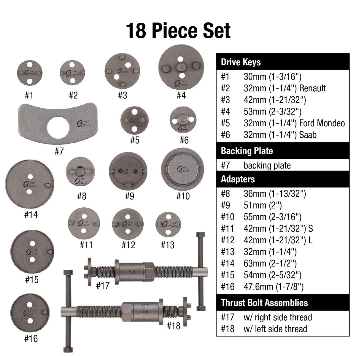 18-Piece Disc Brake Caliper Tool Set and Wind Back Kit T917965