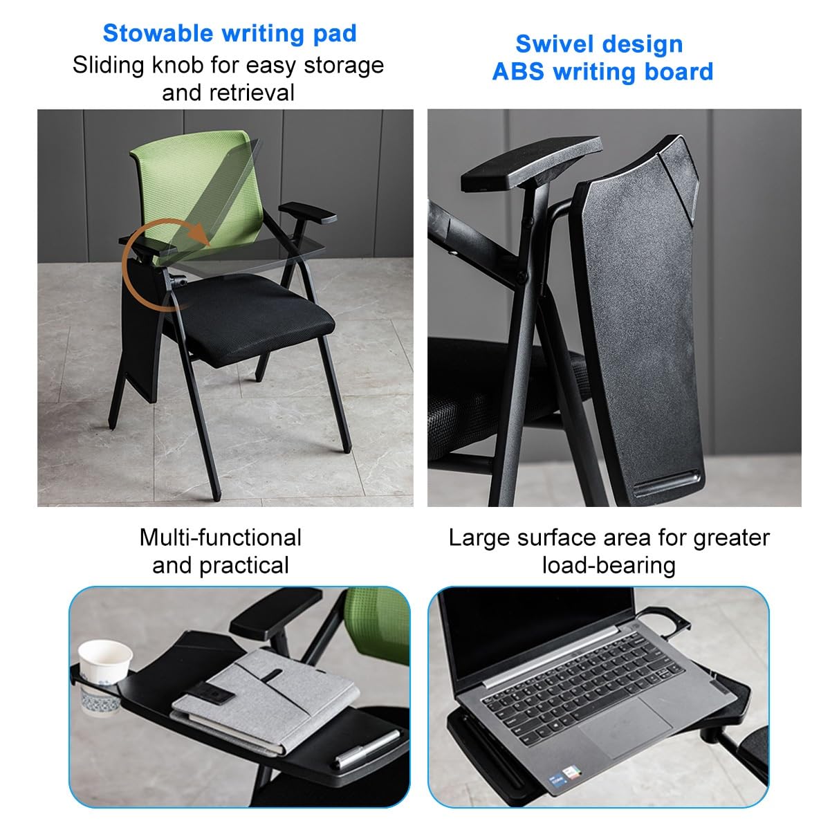 Foldable Mesh Office Chair with Writing Board C22569