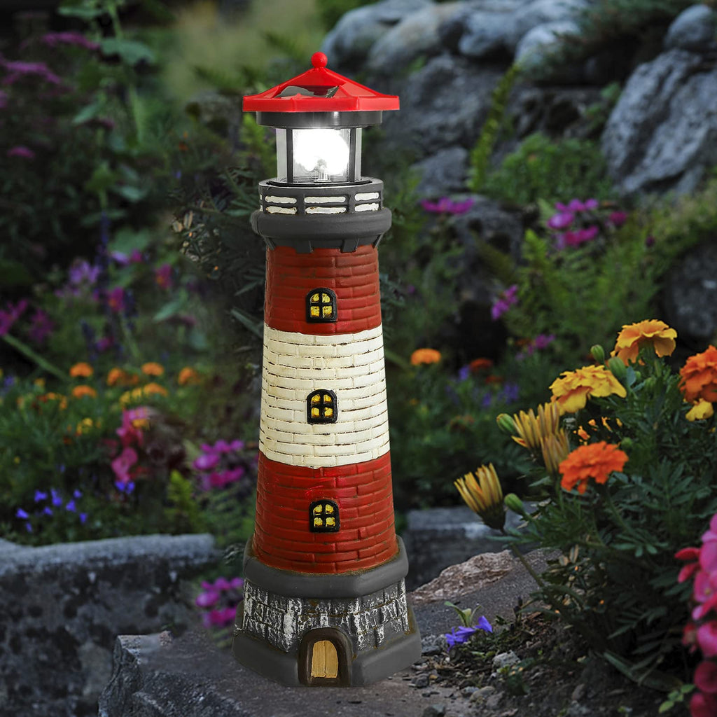 Solar Lighthouse Statue with Solar Light Waterproof Outdoor Decor B3050
