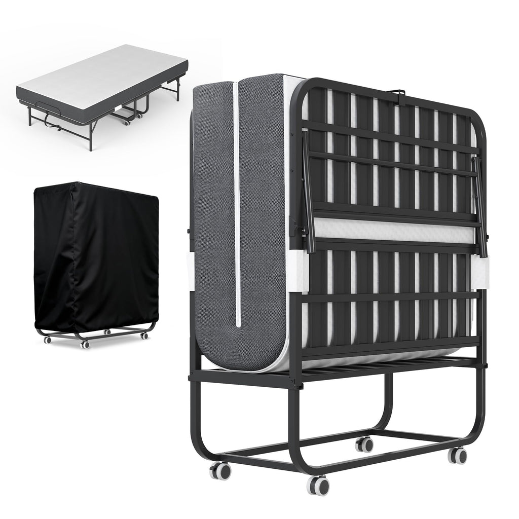Folding Bed with Mattress, 5-Inch Memory Foam, 500lbs Capacity, Metal Frame T7881