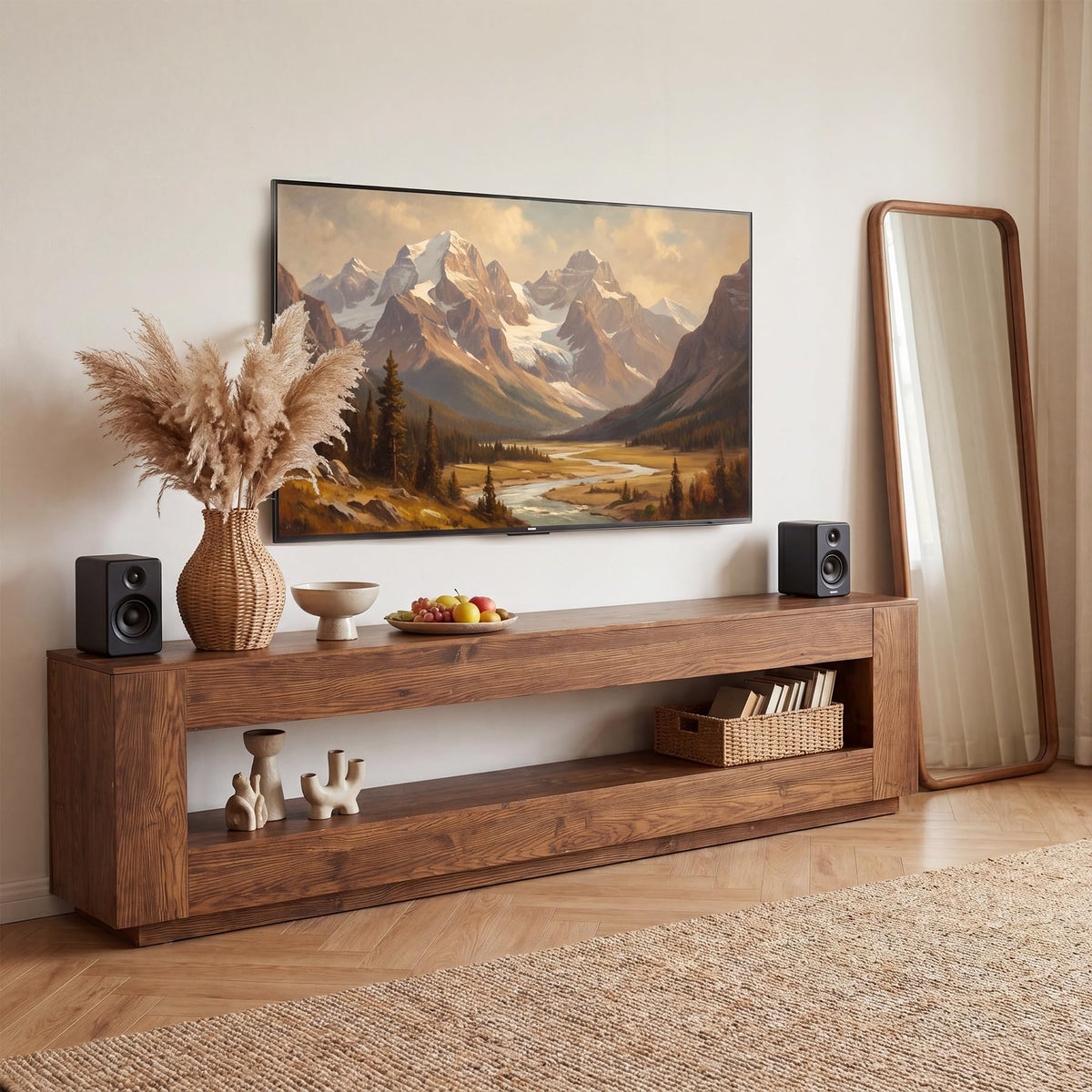 70.86-in Solid Wood 2-Tier TV Stand D192