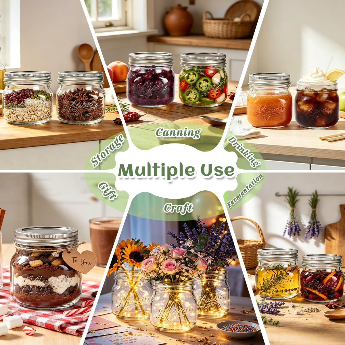 16 oz 12 Pack Wide Mouth Mason Jars with Lids V92649
