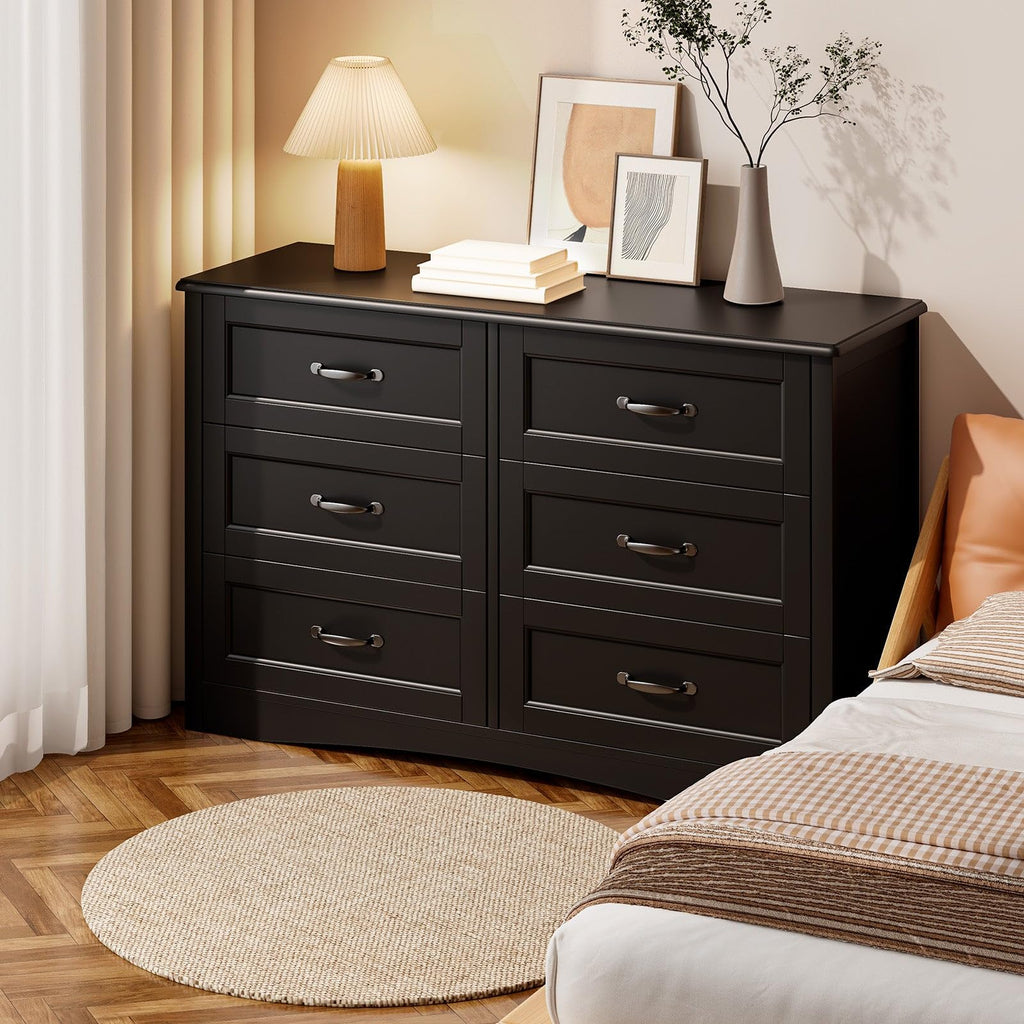 Black 6 Drawer Dresser P8033
