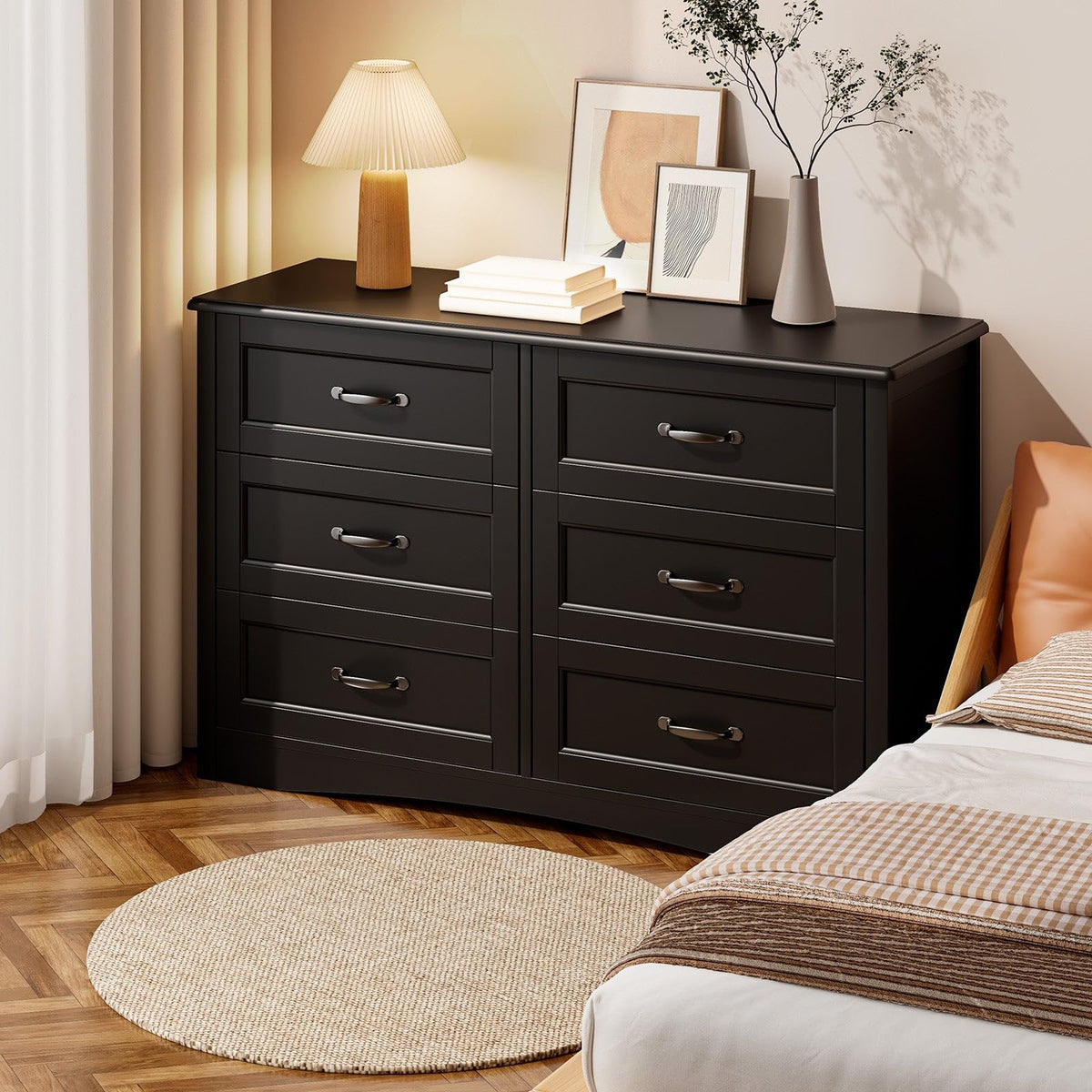 Black 6 Drawer Dresser P8033
