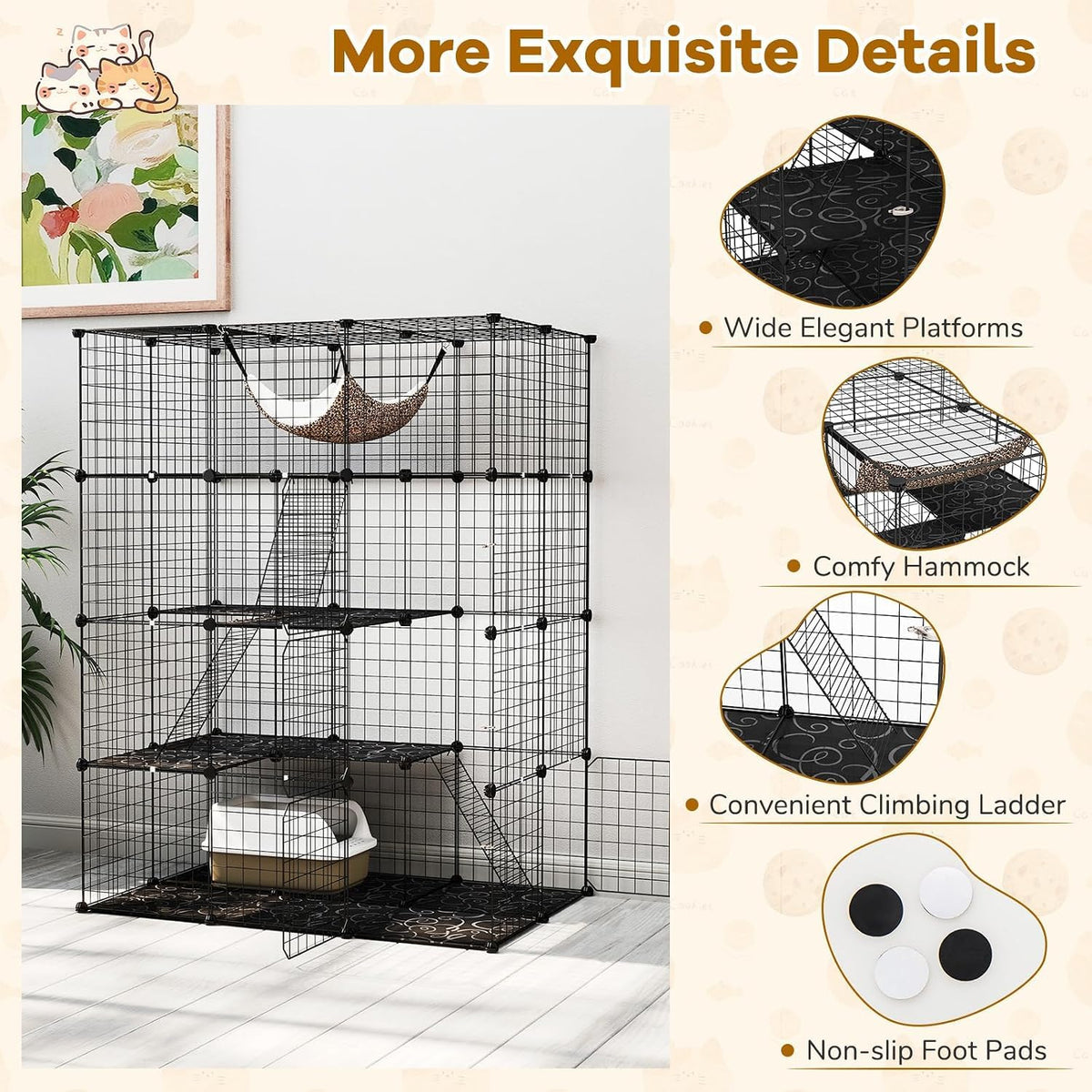 Large 4-Tier Metal Wire Cat Cage I8086