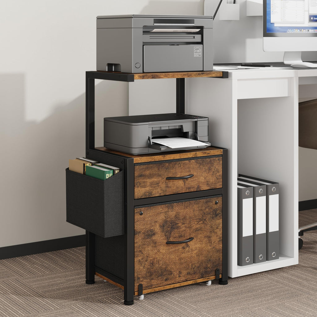 File Cabinet with 2 Fabric Drawers and Printer Stand I288