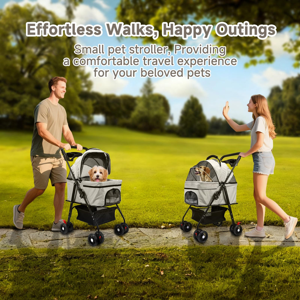4 Wheels Foldable Pet Stroller with Detachable Carrier M618