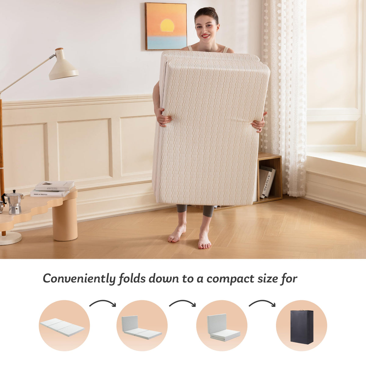 3 Inch Twin Tri Fold Memory Foam Mattress Topper L910019