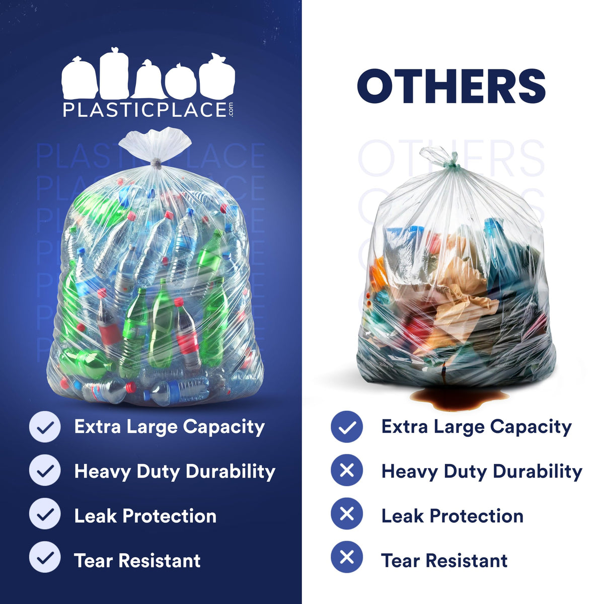 95-96 Gallon 2 Mil Clear Heavy Duty Trash Bags 25 Count F4771