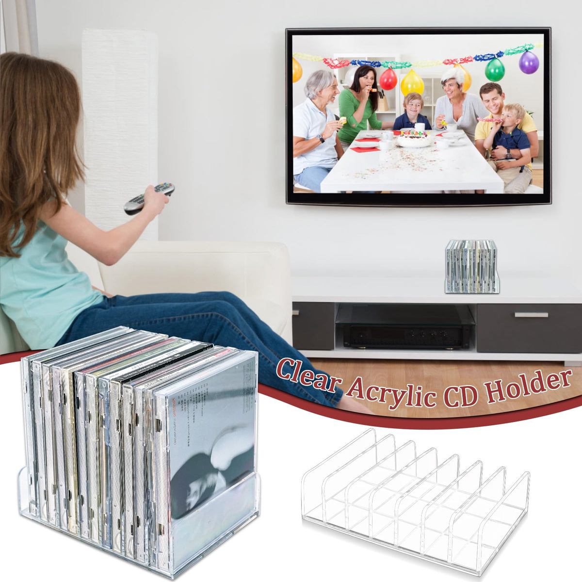 2 Pcs Clear Acrylic CD Holder L5214