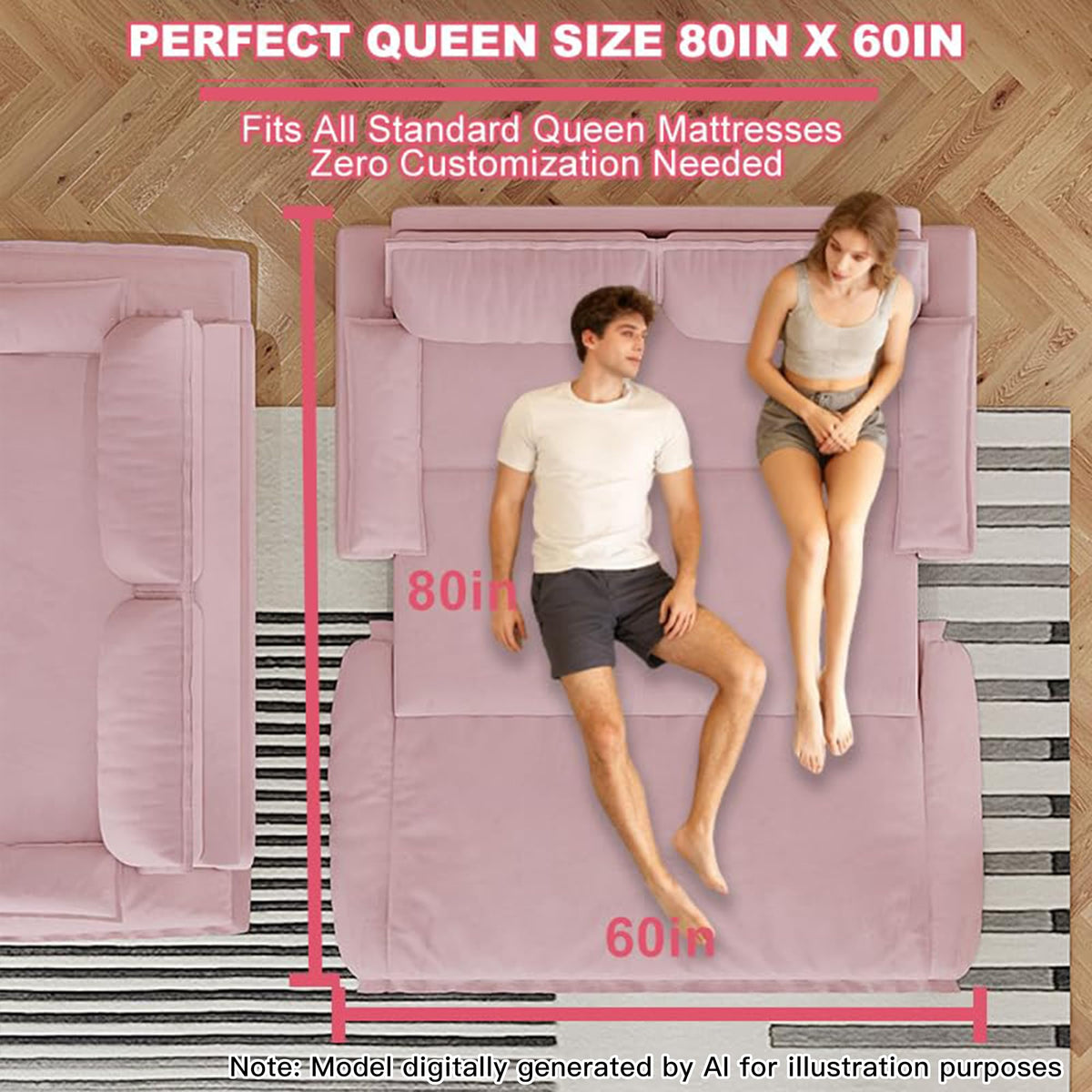 Queen Size Velvet Sleeper Sofa Bed J718