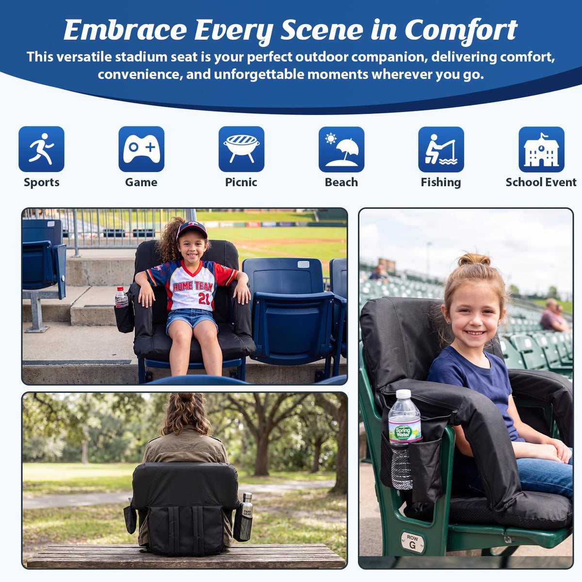 25” Extra Wide Stadium Seats with Back Support 2 Pack P7782