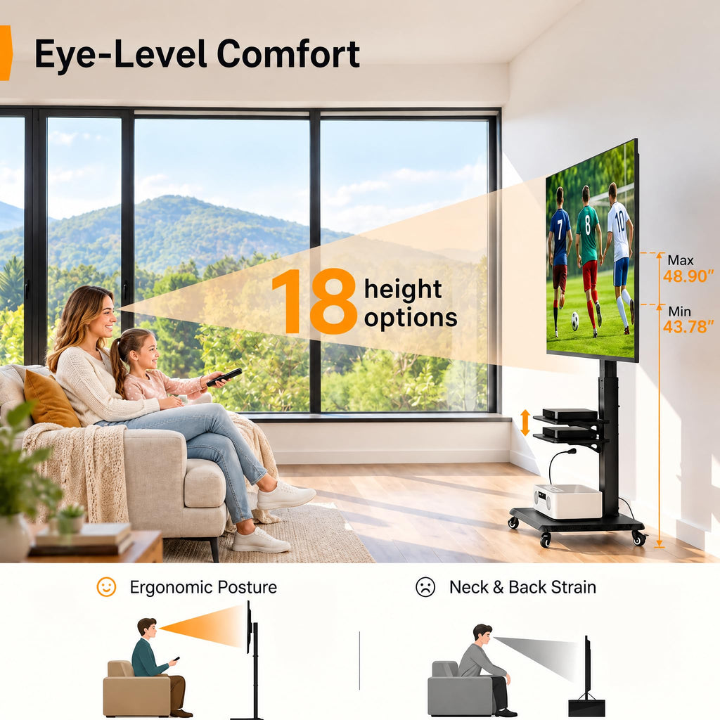 Tilt & Swivel Rolling TV Stand with Power Outlet Z108
