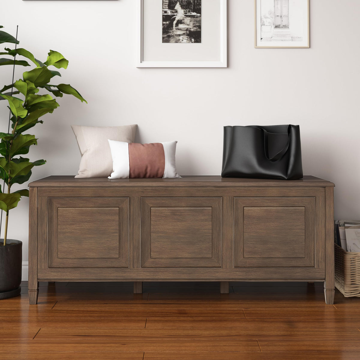 Solid Wood Trunk Bench Y3569