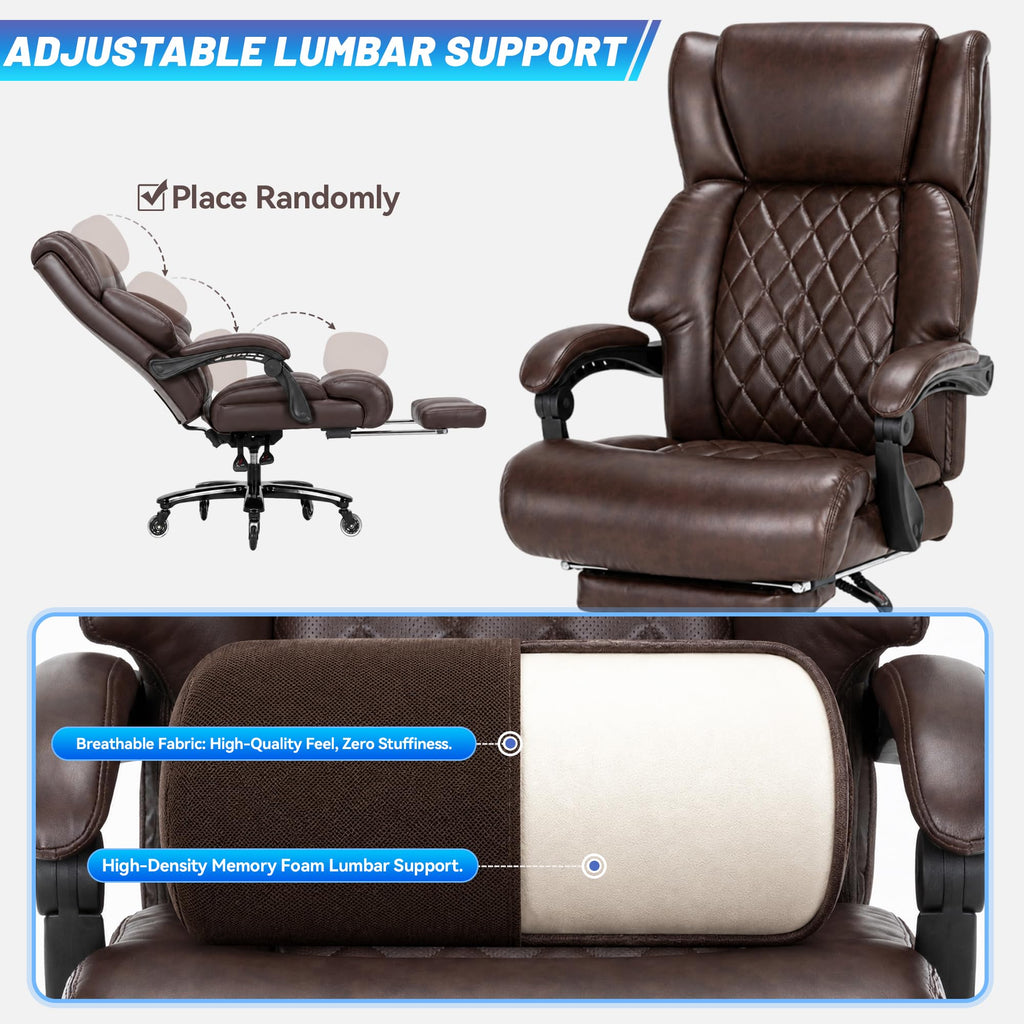Brown Heavy Duty Reclining Executive Office Chair with Footrest H872686