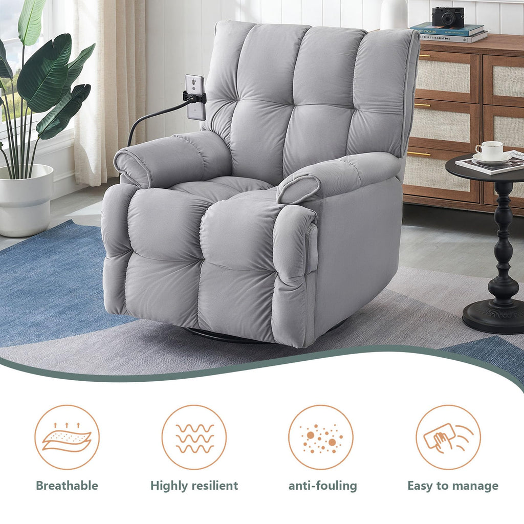 Gray Velvet Recliner Chair L776924