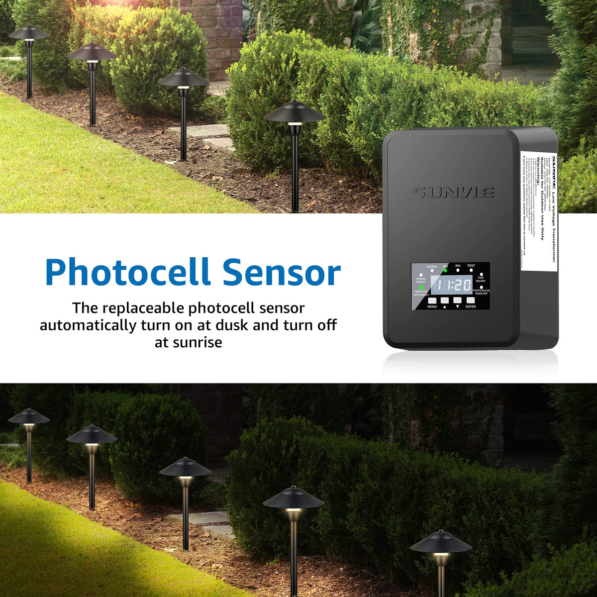 200W Low Voltage Landscape Transformer with Timer & Photocell Sensor P651814