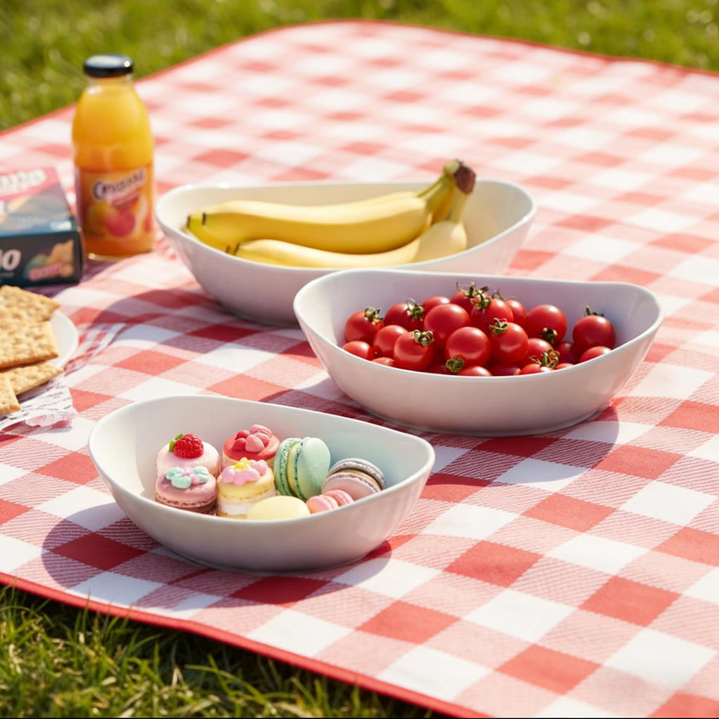 3-Tier Ceramic Fruit Bowl with Bamboo Stand X23587
