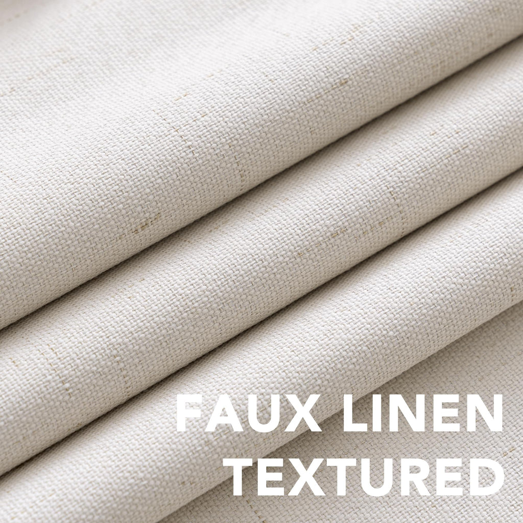 100% Blackout Linen Curtains 84" L 2 Panels Ivory W376969
