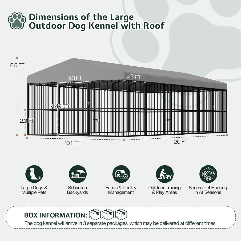 10x20x6.4 FT Outdoor Dog Kennel J601