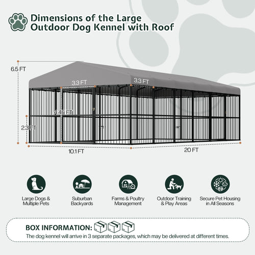 10x20x6.4 FT Outdoor Dog Kennel J601