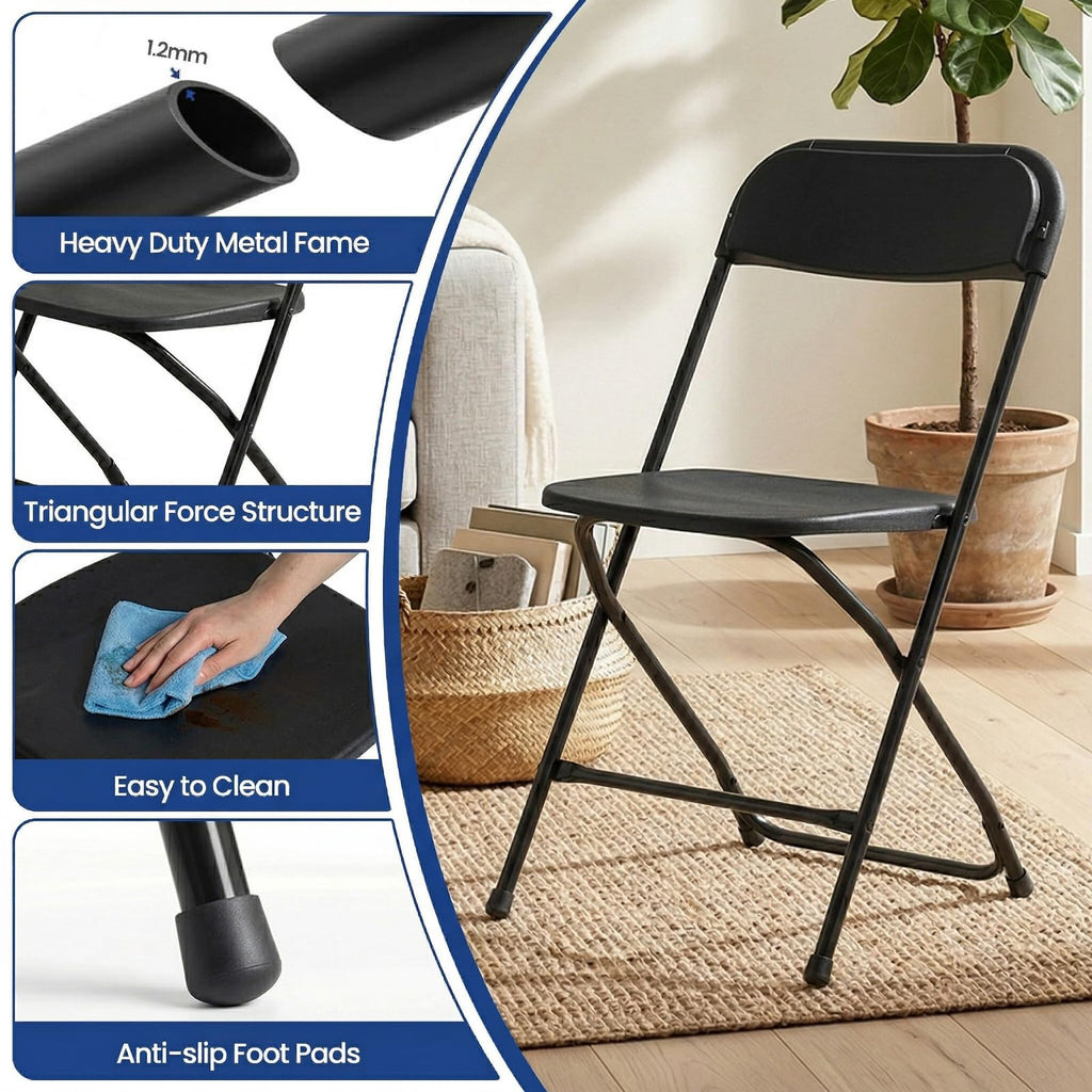 Black Plastic Folding Chairs T89387