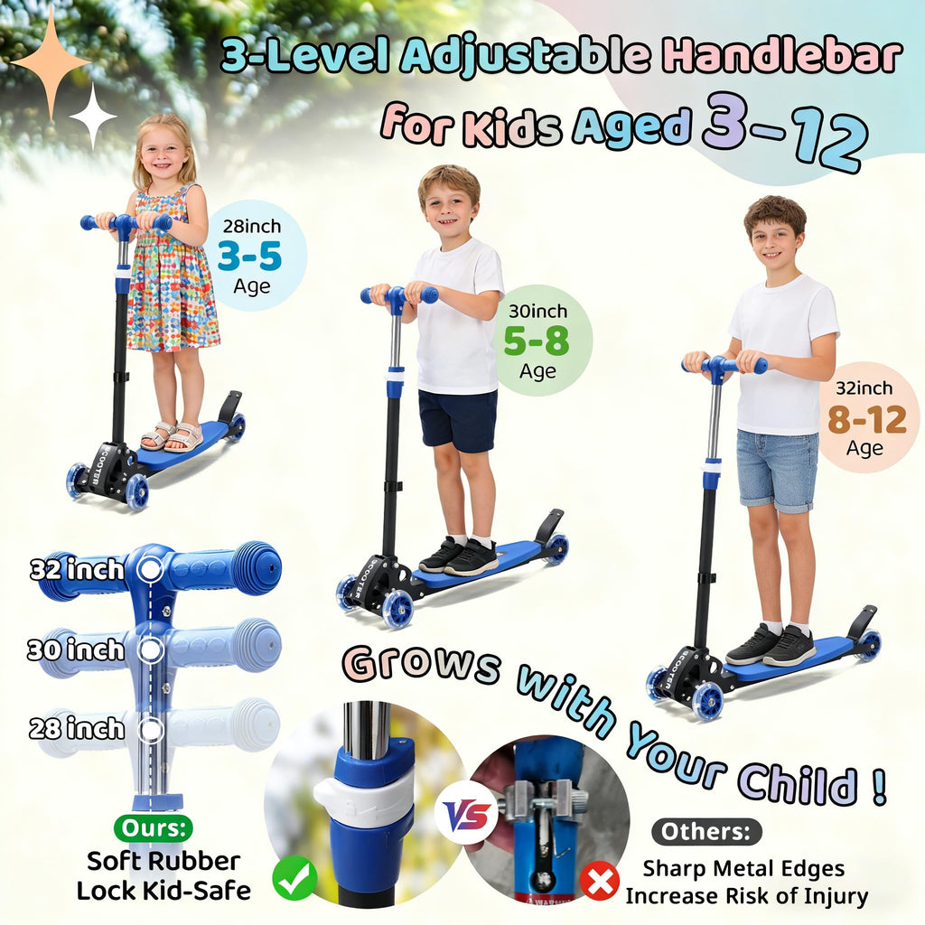 Three Wheeled Light Up Foldable Kick Scooter H53416