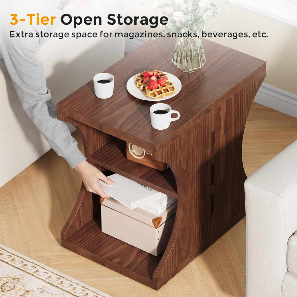 Brown Solid Wood Side End Table Y179358