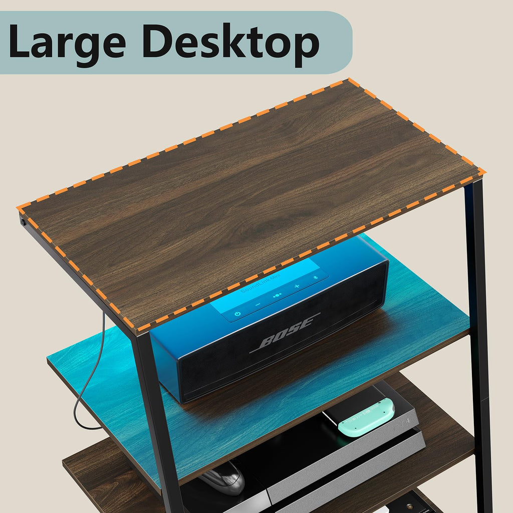 4-Tier Corner AV Media Stand with Charge Station H920280