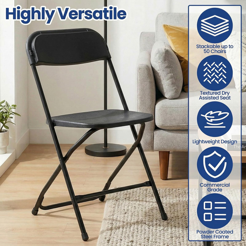 Black Plastic Folding Chairs T89387