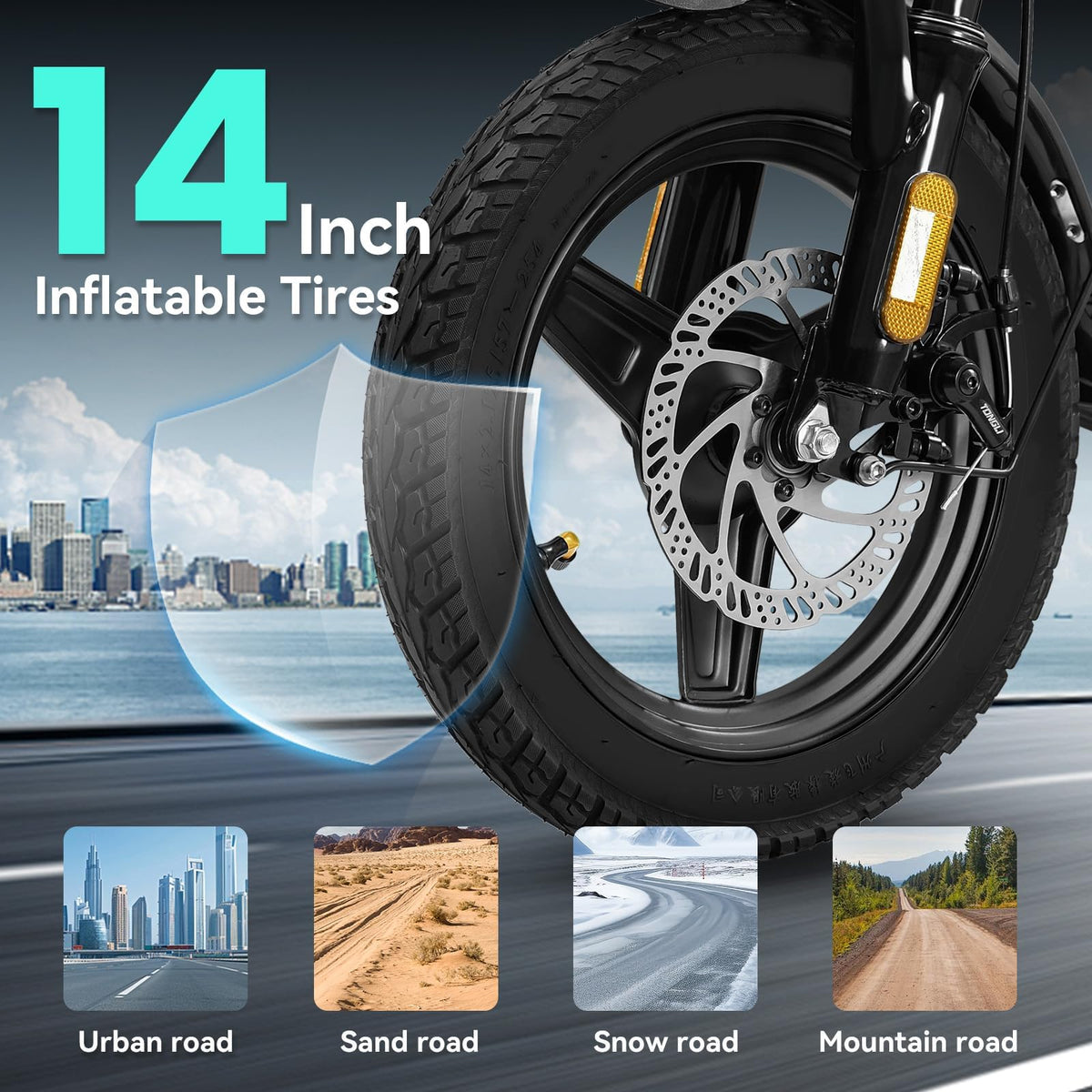 Electric Bike 1200W Peak Motor 20-28MPH 32 Miles Range Removable Battery Q219080