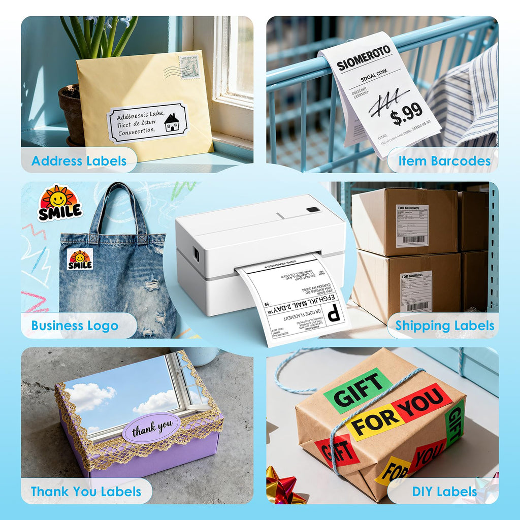 White 4x6 Portable Bluetooth Thermal Label Printer E659
