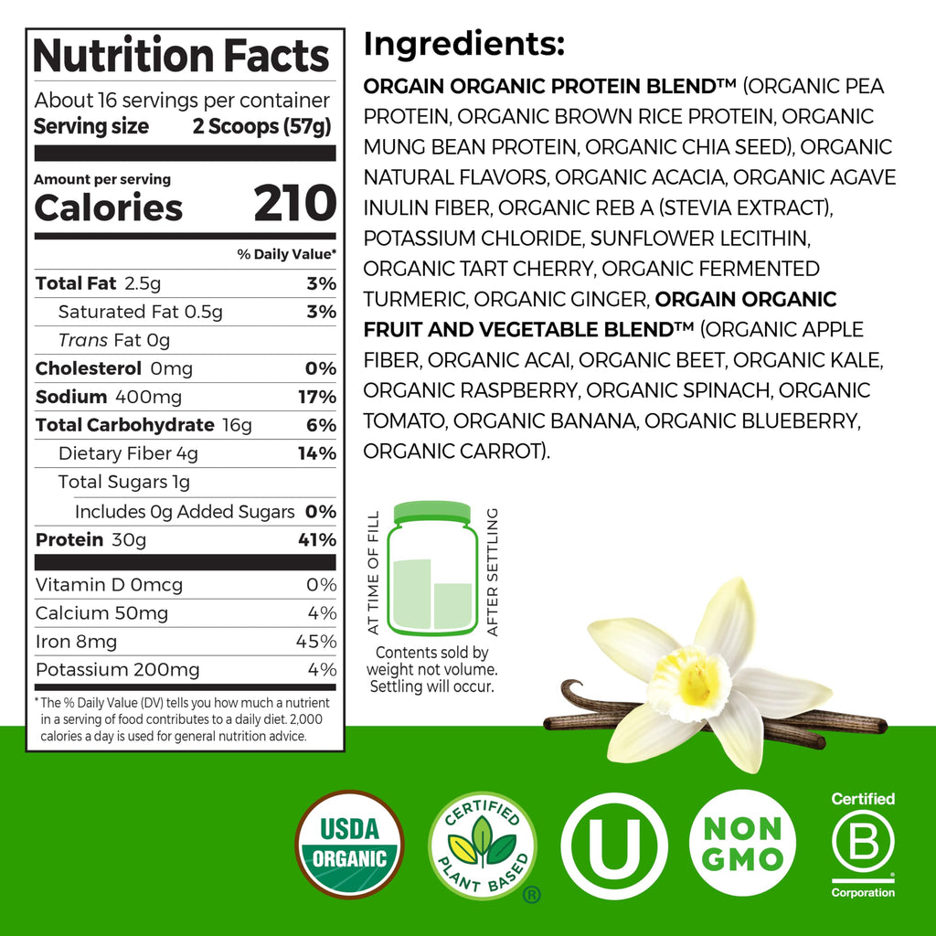 Organic Vegan 30g High Protein Powder Vanilla 2.01 lb L323231