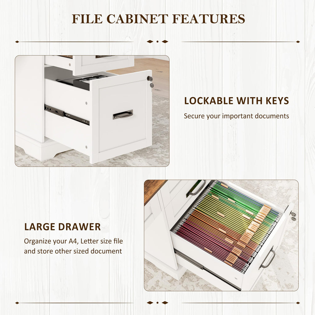 55'' White Farmhouse Desk with Drawers H992206
