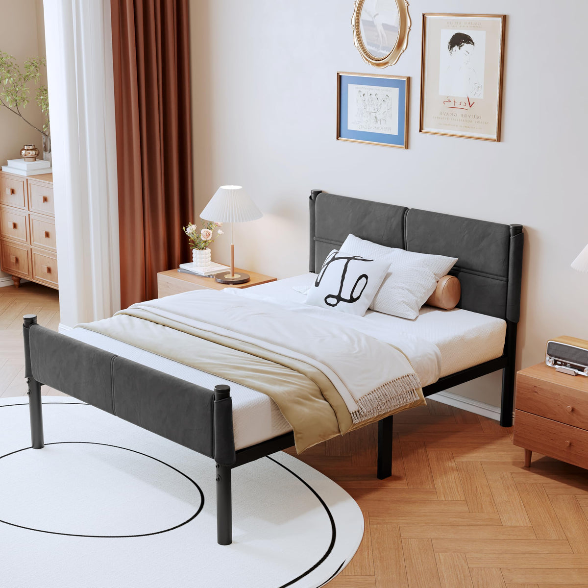 14 Inch Twin Size Grey Metal Bed Frame C275