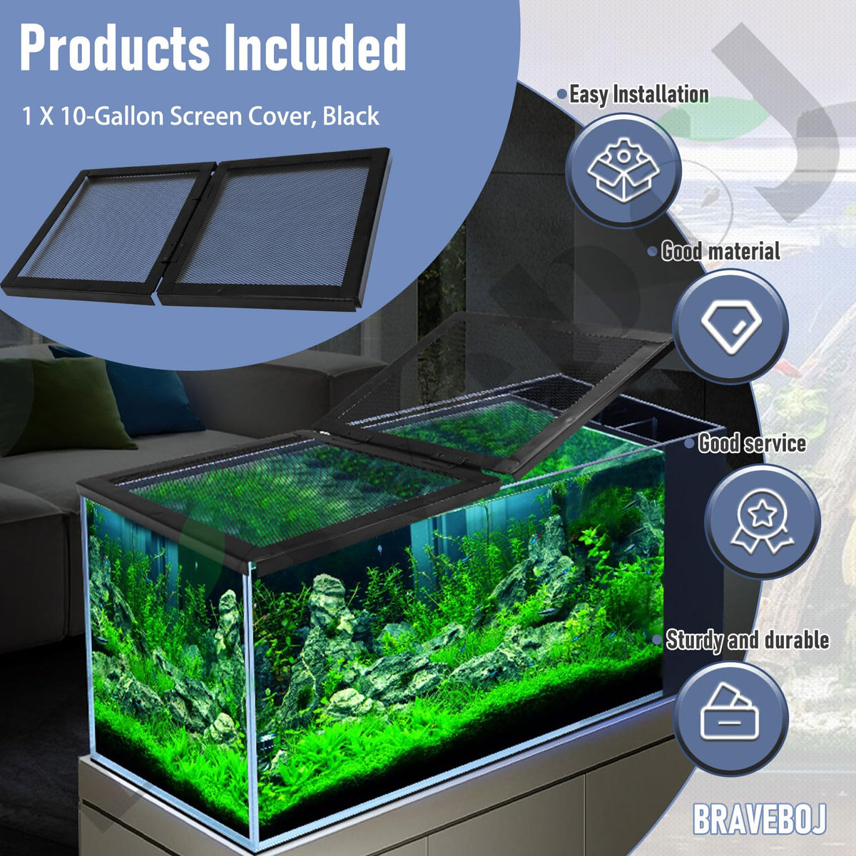 10-Gallon Screen Cover for Aquariums and Glass Tanks J153