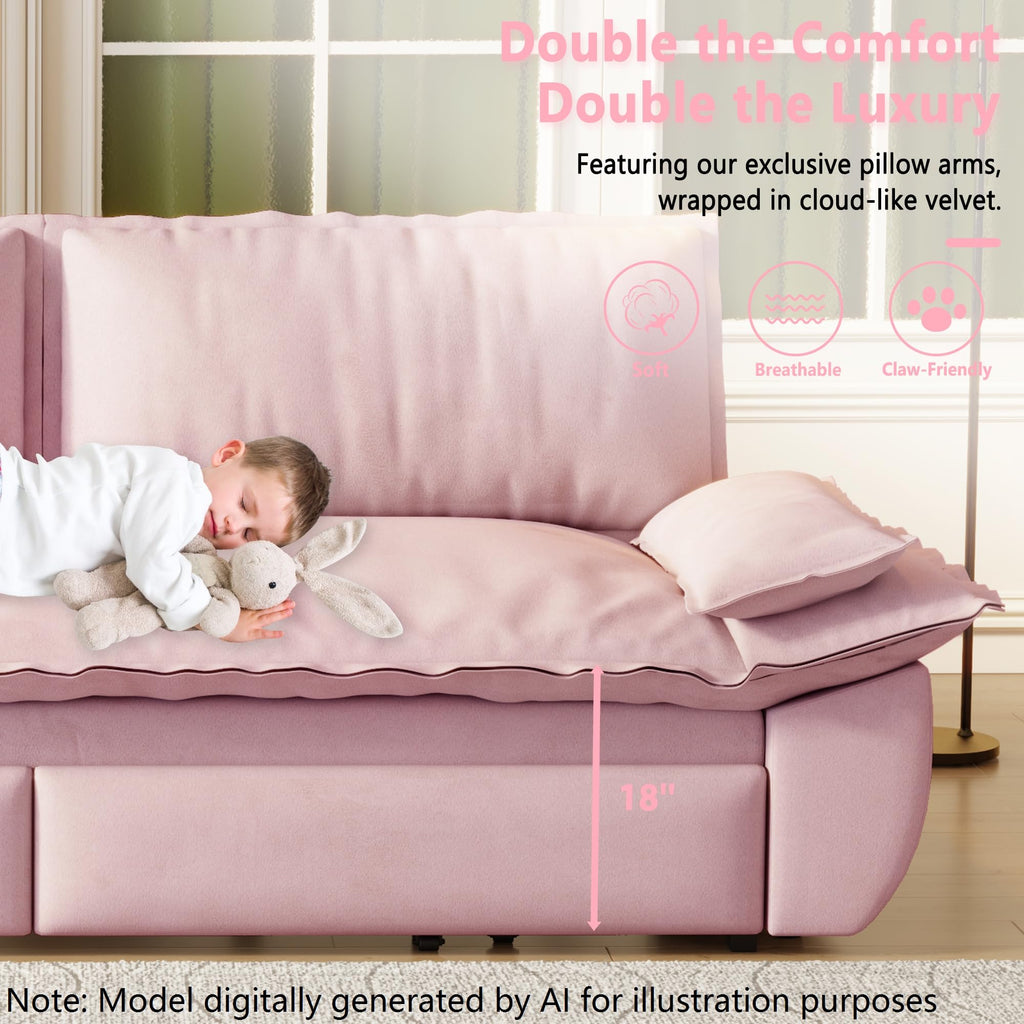 Queen Size Velvet Sleeper Sofa Bed J718