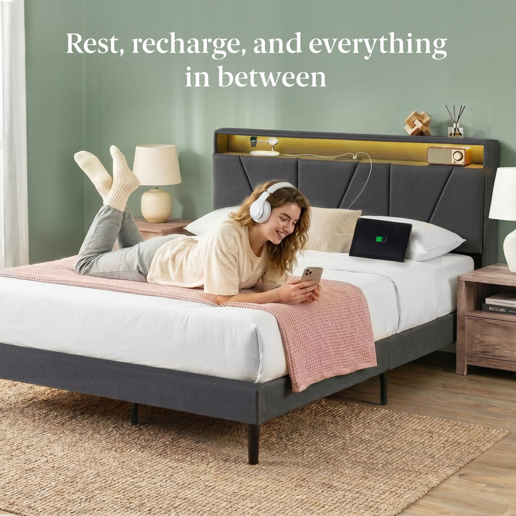 Upholstered Platform Bed Frame Full U7857