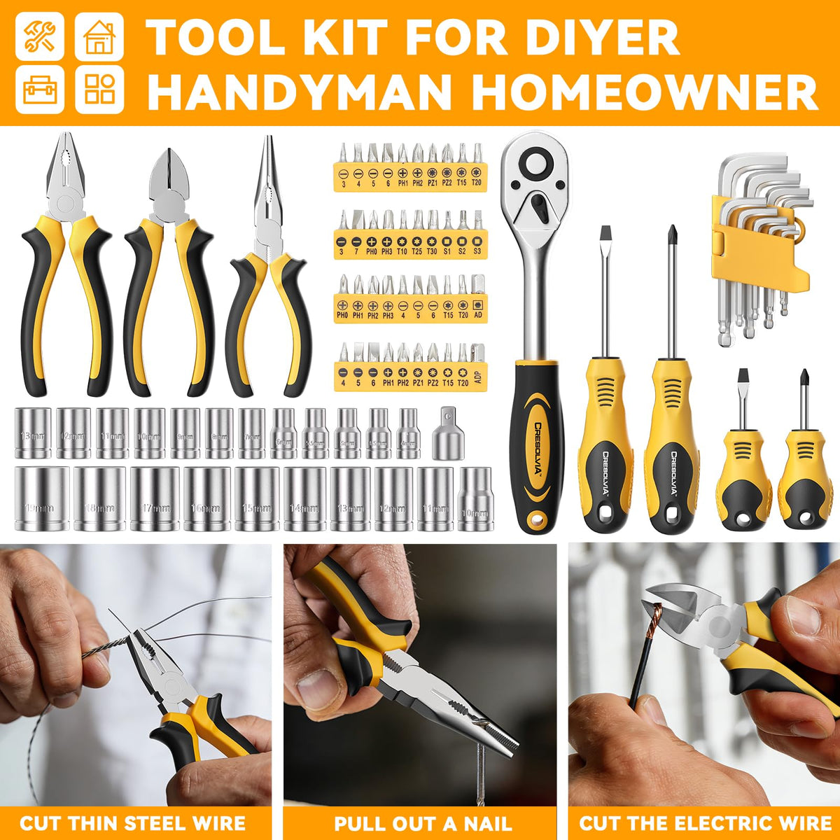 199 Piece Tool Kit with Socket Wrench Tool Box Case K979