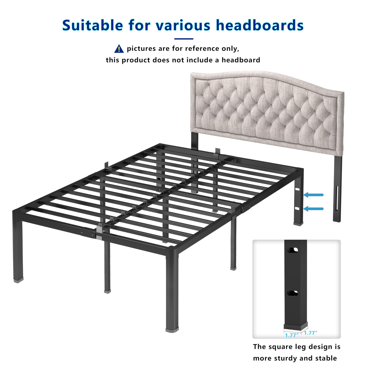 18 Inch Queen Heavy Duty Metal Platform Bed Frame C697