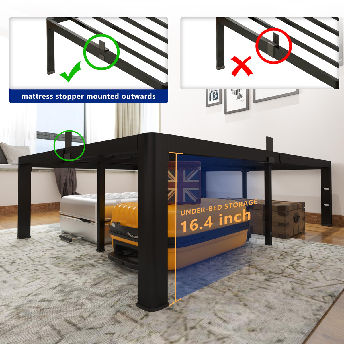 18 Inch Queen Heavy Duty Metal Platform Bed Frame C697