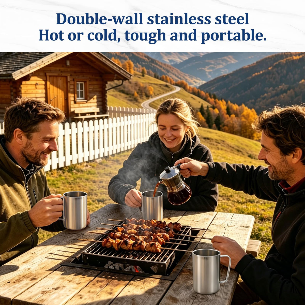 17oz Double Wall Stainless Steel Insulated Camping Mug with Lid A970