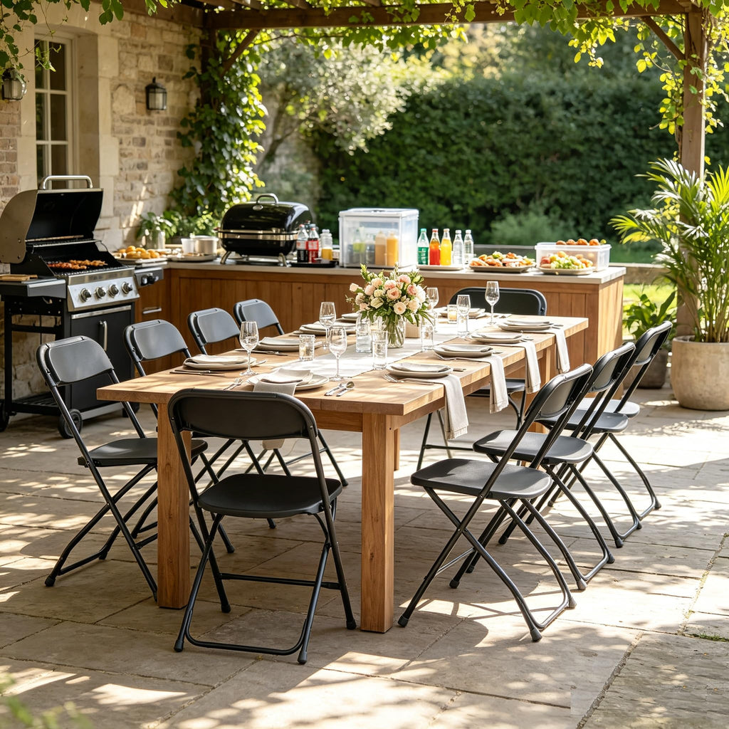 Black Plastic Folding Chairs T89387