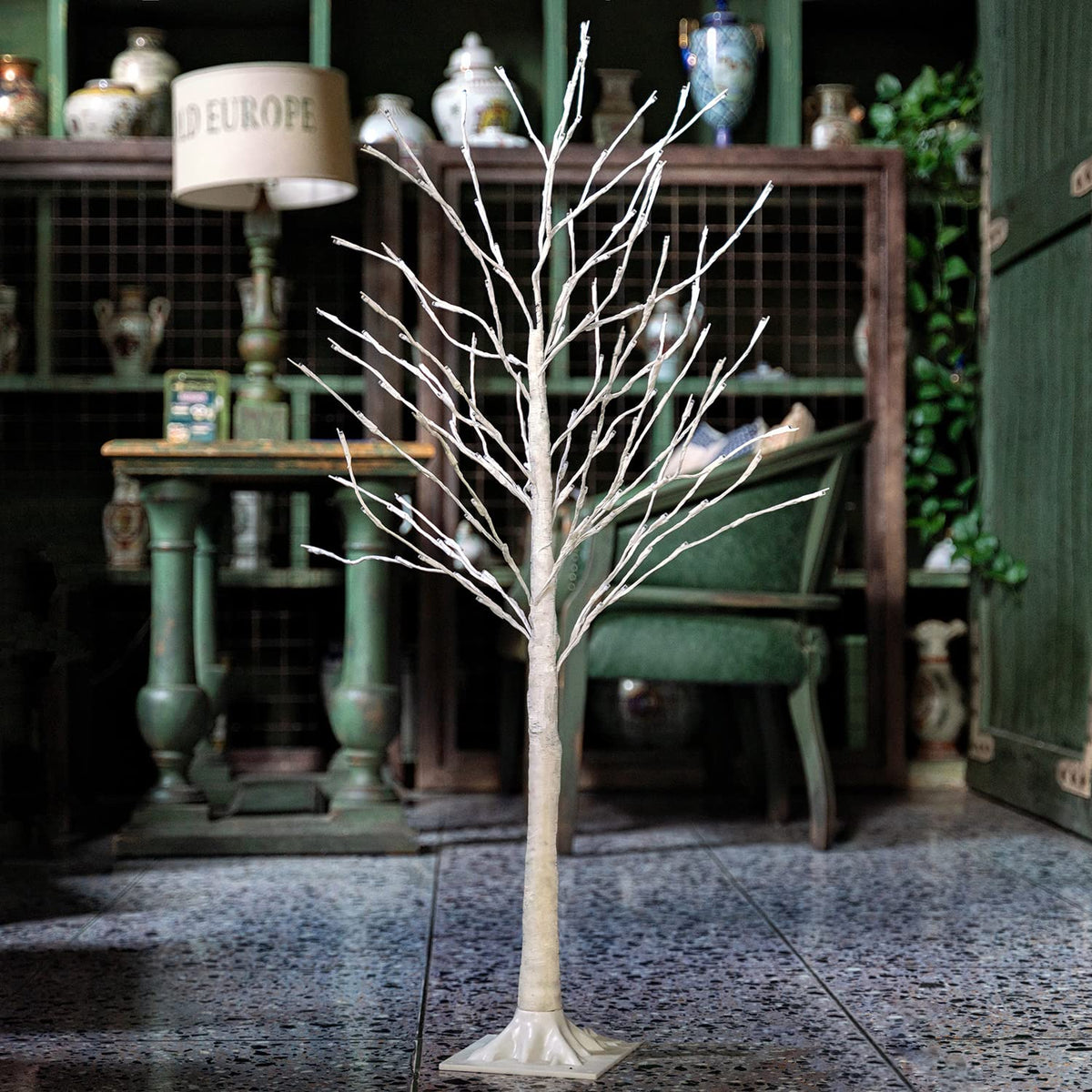 Lighted Birch Tree 4 Feet 160L LED Warm White W3488