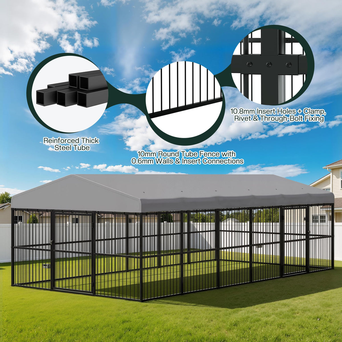 10x20x6.4 FT Outdoor Dog Kennel J601